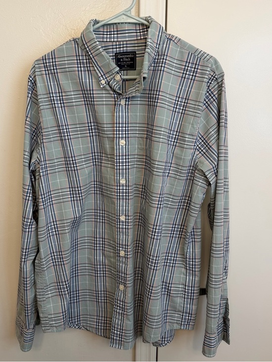 Abercrombie & Fitch Other - Abercrombie & Fitch Plaid Button Down Shirt Men’s XL Mint Green Blue Cotton